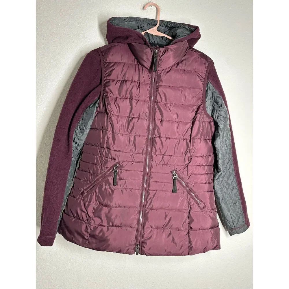 Bonita Women’s 2 in 1 Puffer Vest Fleece Full Zip Jacket Purple Size 38EU / M US
